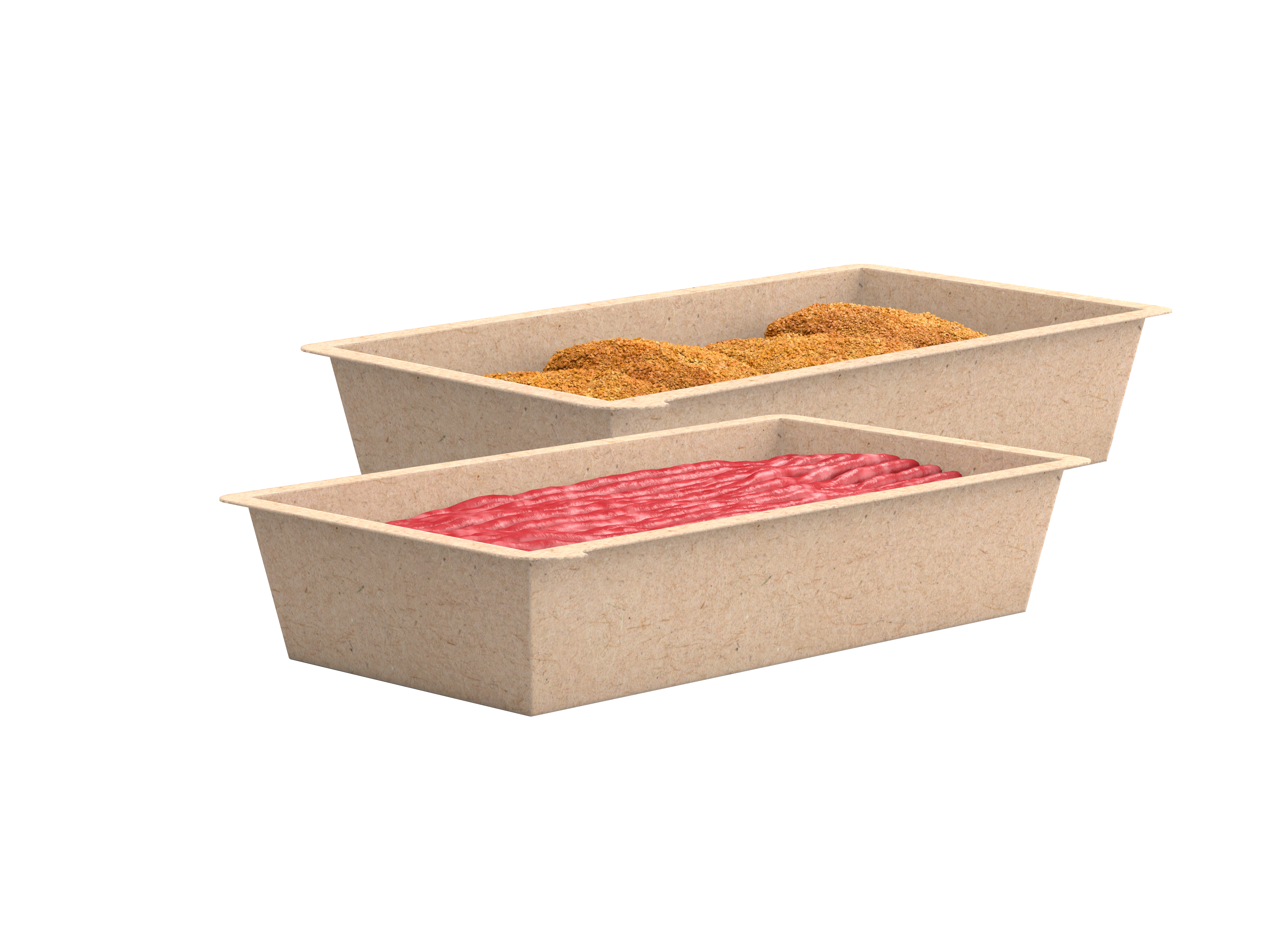 Cardboard Trays Overlapped White Background